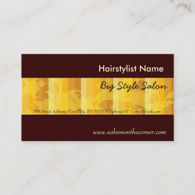 Elegant Plain Salon Hair Stylist Gold Appointment Card (Front)