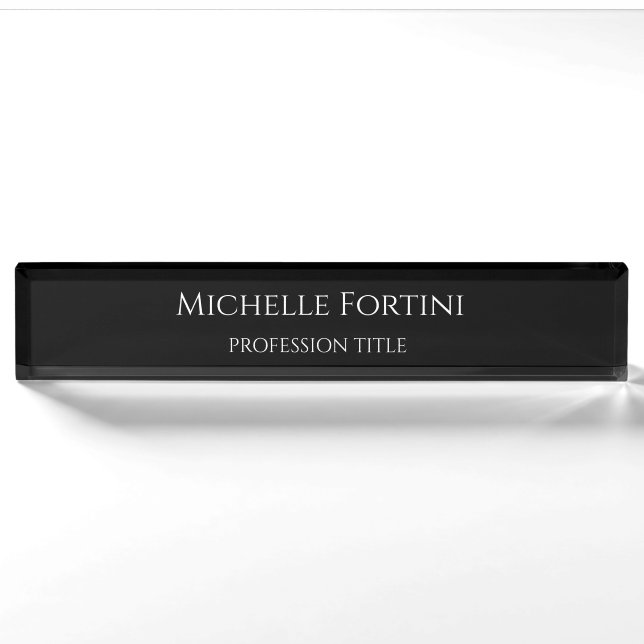 Elegant Plain Simple Minimalist Black Nameplate (Front)
