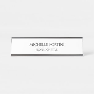 Elegant Plain Simple Minimalist Desk Name Plate