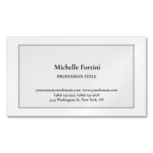 Elegant Plain Simple Minimalist Grey Magnetic Business Card (Front)