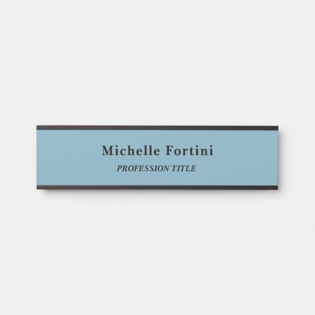 Elegant Plain Simple Minimalist Light Blue Door Sign (Front)