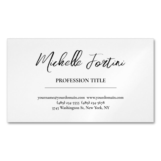 Elegant Plain Simple Minimalist Magnetic Business Card (Front)
