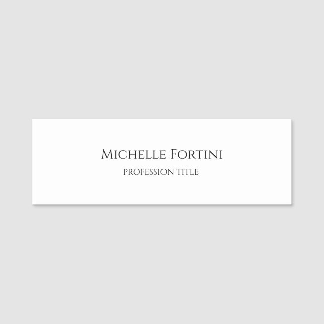 Elegant Plain Simple Minimalist Name Tag (Front)