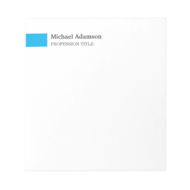 Elegant Plain Simple Minimalist Profile  Notepad (Front)