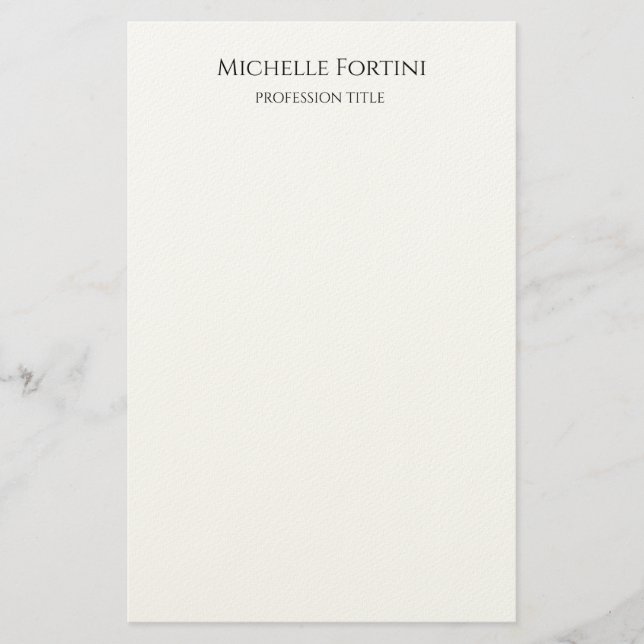 Elegant Plain Simple Minimalist Stationery (Front)