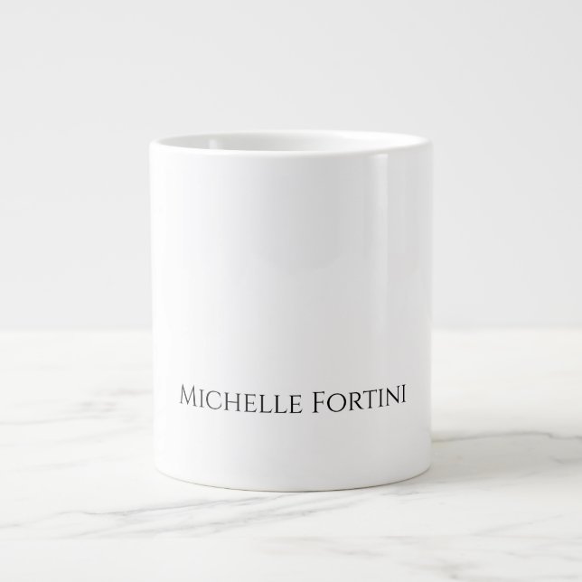 Elegant Plain Simple Minimalist Your Name Large Coffee Mug (Front)