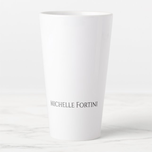 Elegant Plain Simple Minimalist Your Name Latte Mug (Front)