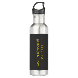 Elegant Plain Stylish Gold Colour Black Custom Nam 710 Ml Water Bottle