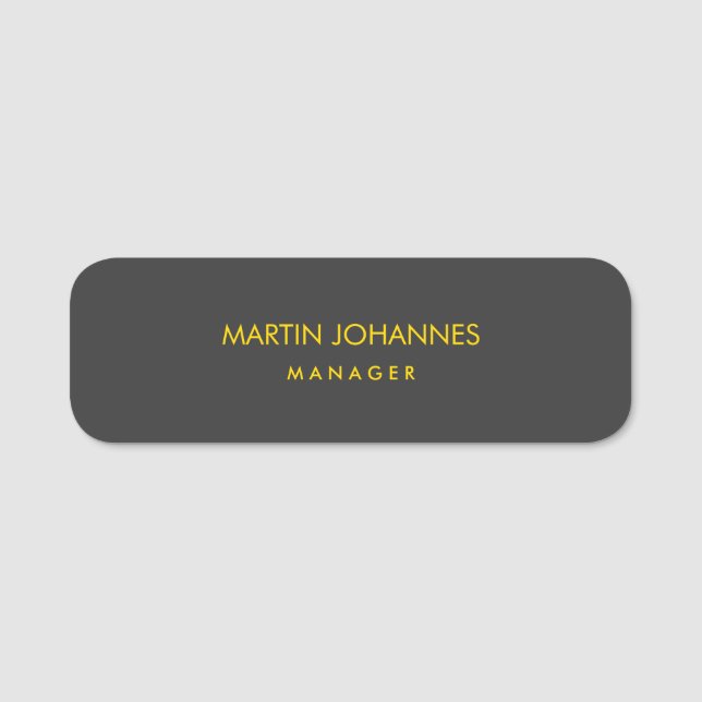 Elegant Plain Stylish Gold Colour Black Custom Nam Name Tag (Front)
