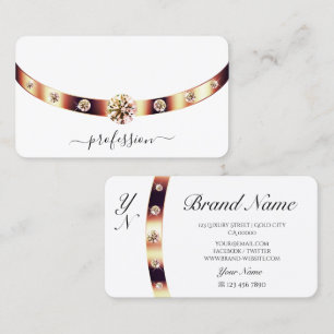 Elegant Plain White and Rose Gold Border Monogram Business Card