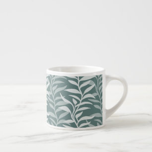 Elegant Plant Silhouette in Flow Smokey Teal Espresso Cup