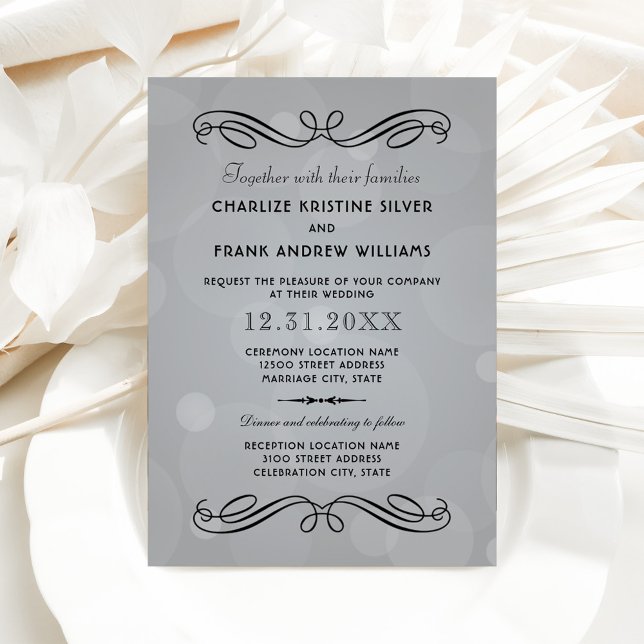 Elegant Platinum and Black Wedding Invitation (Creator Uploaded)