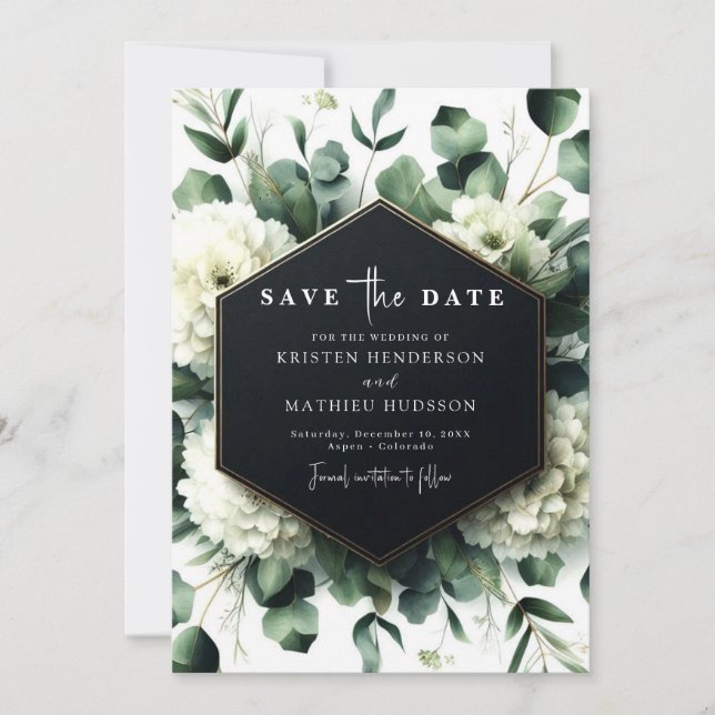 Elegant Playful Eucalyptus Digital Wedding Save The Date (Front)