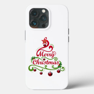 Elegant & Playful Swirly Christmas Tree Typography iPhone 13 Pro Case