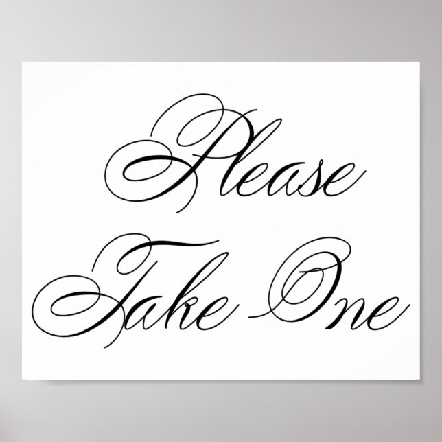Elegant Please Take One Black Script | Horizontal Poster (Front)