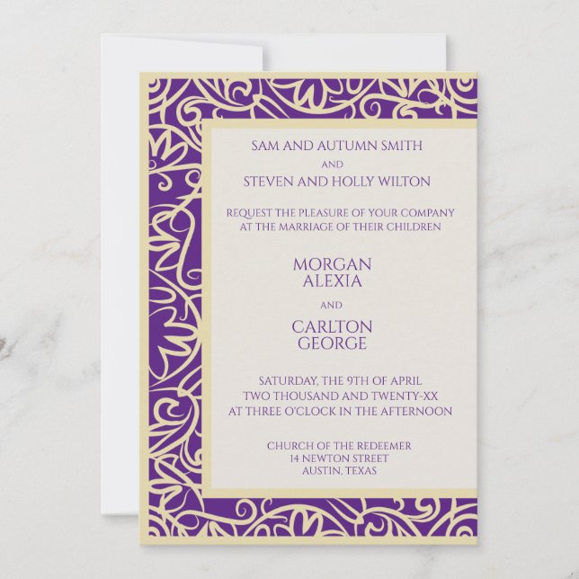 Elegant Plum and Beige Invitation for any occasion (Front)