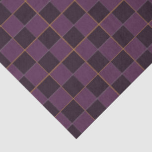 Elegant Plum And Gold Check Tissue Paper