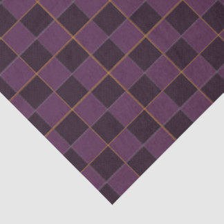 Elegant Plum And Gold Check Tissue Paper