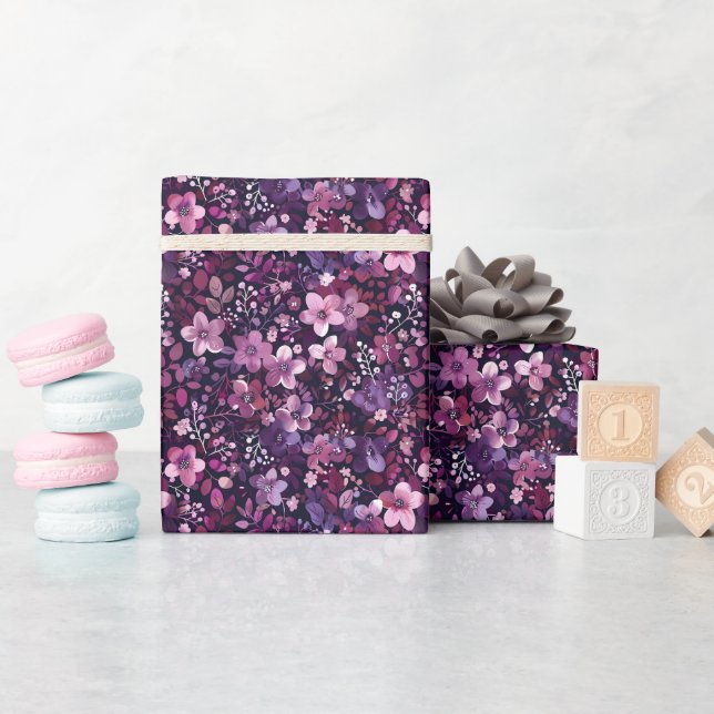 Elegant Plum & Berry Floral  Wrapping Paper (Baby Shower)