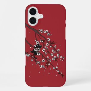 Elegant Plum Blossoms and Black Cat iPhone 16 Plus Case