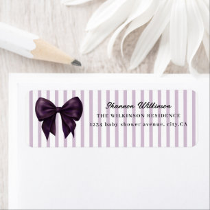 Elegant Plum Bow Violet Stripe Label Return Address Label