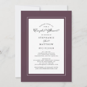 Elegant Plum Calligraphy Wedding Couples Shower Invitation