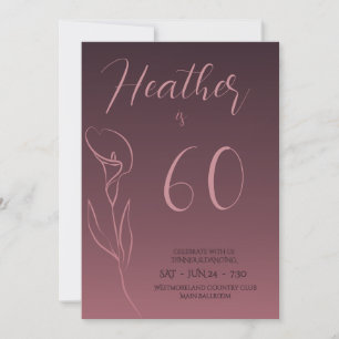 Elegant Plum Floral 60th Birthday Invitation