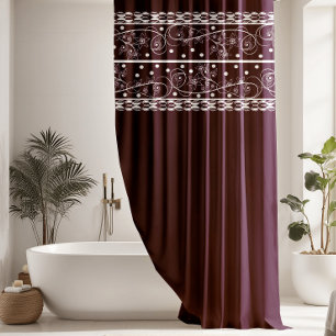 Elegant Plum Floral Lace Shower Curtain