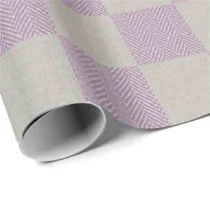 Elegant Plum Grey Buffalo Plaid Pattern Wrapping Paper