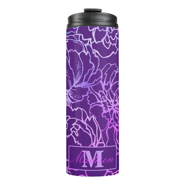 Elegant Plum Modern Monogram Thermal Tumbler (Front)