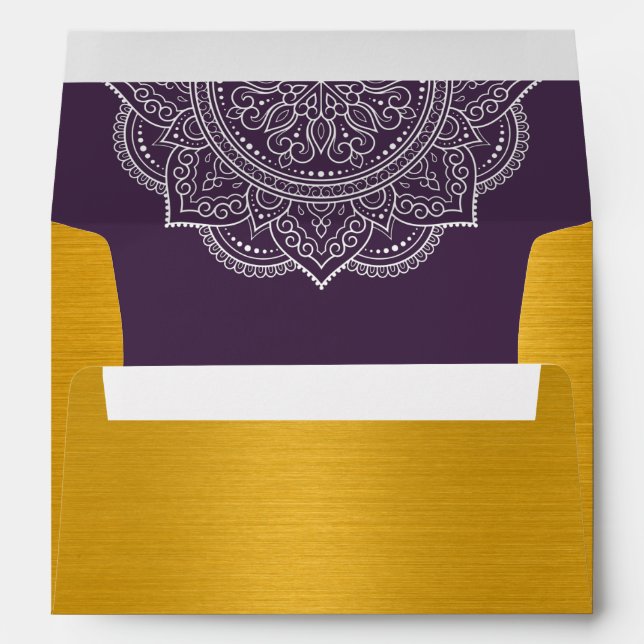 Elegant Plum Paisley Indian Wedding Invitatio Envelope (Back (Bottom))