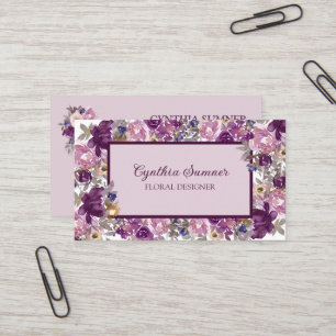 Elegant Plum, Pink and Purple Floral Business Card