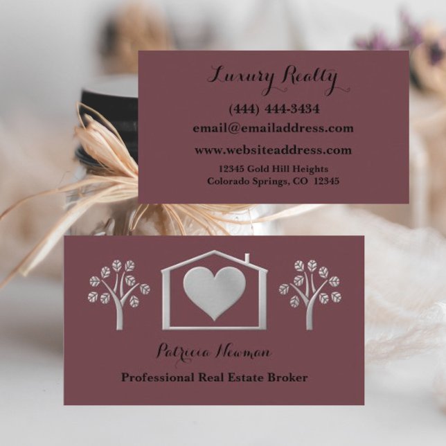 Elegant Plum Pro Real Estate Broker Business Card (Creator Uploaded)