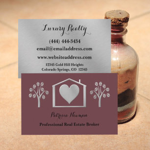 Elegant Plum Pro Real Estate Broker Business Card