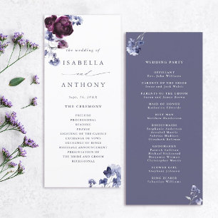 Elegant Plum Purple & Indigo Blue Floral Wedding Program
