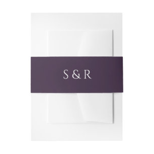 Elegant Plum Purple Monogram Invitation Belly Band