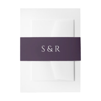 Elegant Plum Purple Monogram Invitation Belly Band