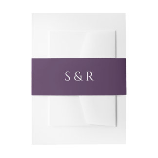 Elegant Plum Purple Monogram Invitation Belly Band