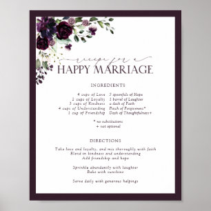 Elegant Plum Purple Recipe for a Happy Marriage Poster