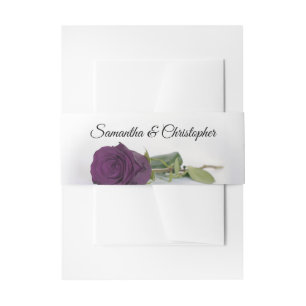 Elegant Plum Purple Rose Simple Glam Wedding Invitation Belly Band
