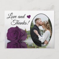 Elegant Plum Purple Rose Wedding Love & Thanks