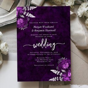 Elegant Plum Purple Silver Floral Wedding