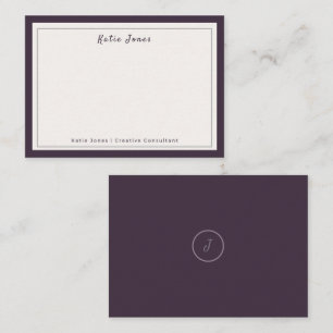 Elegant Plum Purple Silver Signature Monogram Logo Card
