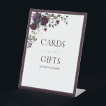 Elegant Plum Purple Watercolor Bridal Shower Gift Pedestal Sign<br><div class="desc">Designed to coordinate with my Elegant Plum Purple Watercolor Bridal Shower Suite, this gorgeous bridal shower gifts pedestal sign features a floral bouquet of soft, watercolor roses in shades of plum purple, with lush green eucalyptus botanical leaves, and bordered in plum purple. View suite here: https://www.zazzle.com.au/collections/plum_purple_watercolor_floral_bridal_shower-119250449992466290 Contact designer for matching...</div>