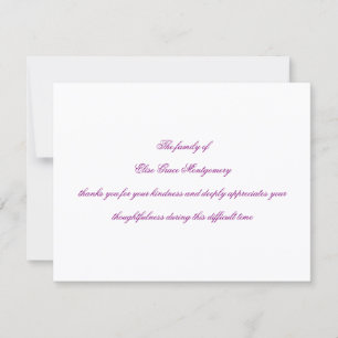 Elegant Plum Script Funeral Acknowledgement Thank You Card