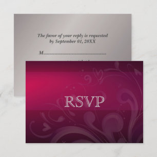 Elegant Plum   Silver Floral Anniversary RSVP Card