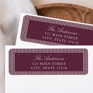 Elegant Plum Stripes Return Address Label
