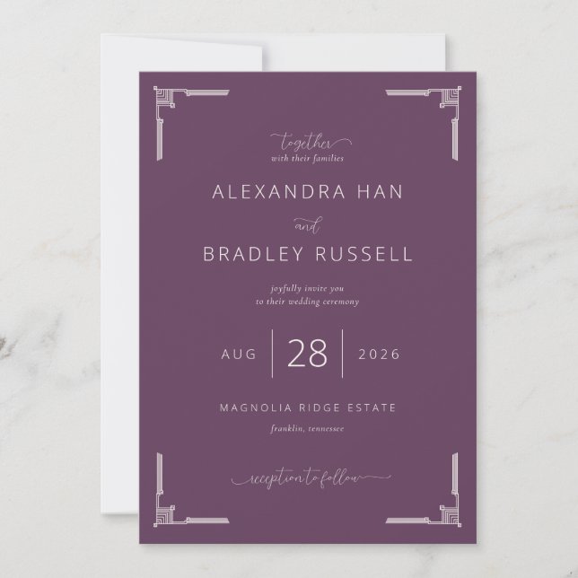 Elegant Plum Wedding Invitation (Front)