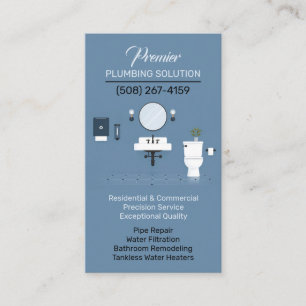 Elegant Plumbing Modern Plumber & Bathroom Remodel Business Card