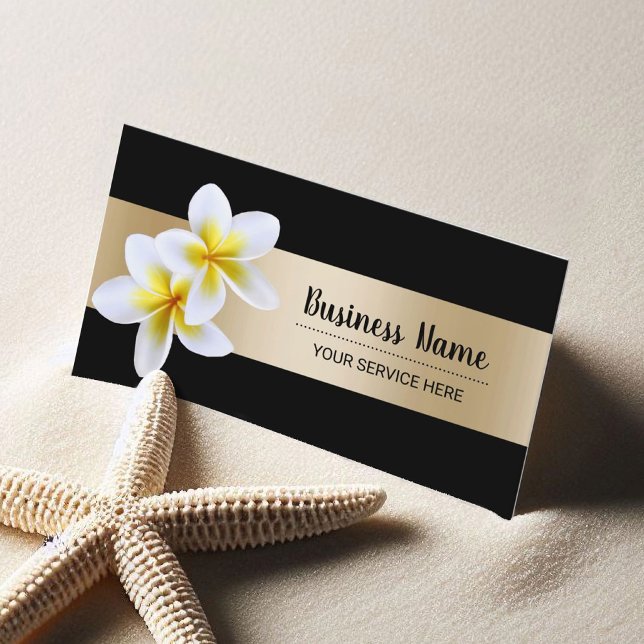 Elegant Plumeria Floral Beauty Salon Spa  Business Card (Creator Uploaded)